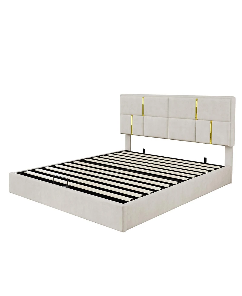 Streamdale Furniture 2-Piece Queen Upholstered Platform Bed with Storage Ottoman