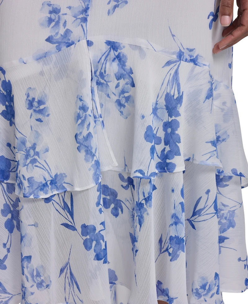 Tommy Hilfiger Women's Flutter-Sleeve V-Neck Midi Dress