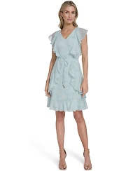 Tommy Hilfiger Women's Flutter-Sleeve Belted Mini Dress