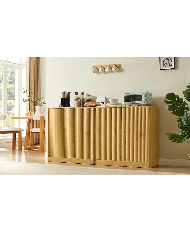 Streamdale Furniture 31.5" Modern Wavy Sideboard Cabinet with Curved Design, 2 Doors.
