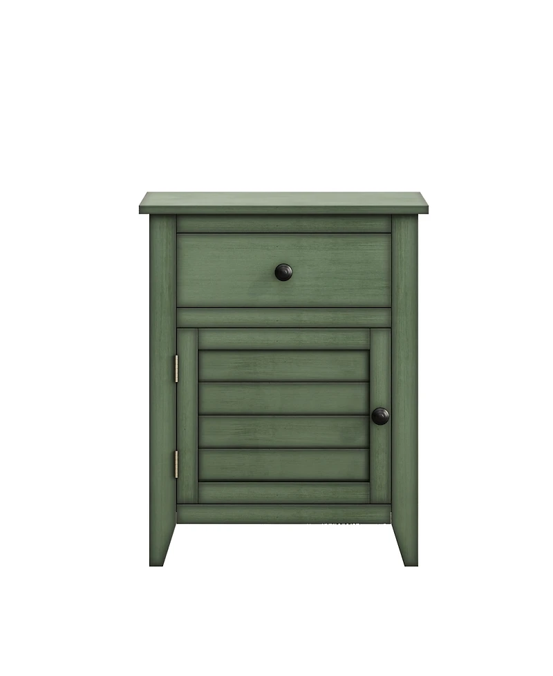 Streamdale Furniture Antique Green Veneer Transitional Nightstand with Storage Drawer