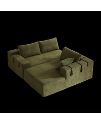 Lovmor Right Chaise 108 Inch Modular L shaped Chenille Sectional Sofa Set with 6 Pillows