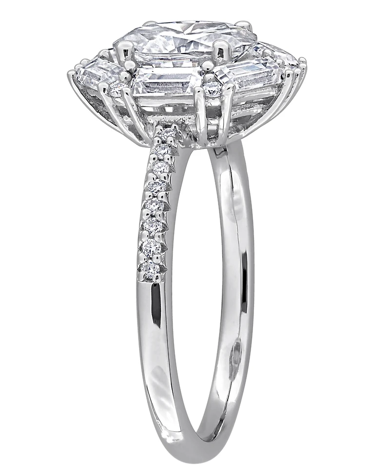 Macy's Moissanite (2-1/4 ct. t.w.) Multi-Cluster Ring in Sterling Silver