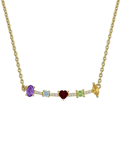 Macy's Multi-Gemstone (7/8 ct. t.w.) Heart Necklace in 18k Gold Flash Plated Sterling Silver