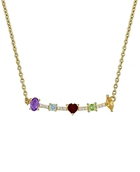 Macy's Multi-Gemstone (7/8 ct. t.w.) Heart Necklace in 18k Gold Flash Plated Sterling Silver