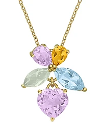Macy's Multi-Gemstone (7-5/8 ct. t.w.) Heart Pendant Necklace in 18k Gold Flash Plated Sterling Silver