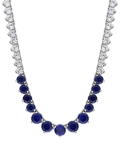 Macy's Sapphire (5-1/3 ct. t.w.) and White (16 Tennis Necklace Sterling Silver