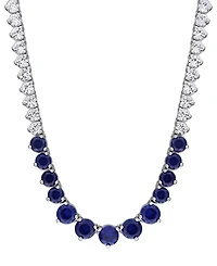 Macy's Sapphire (5-1/3 ct. t.w.) and White (16 Tennis Necklace Sterling Silver