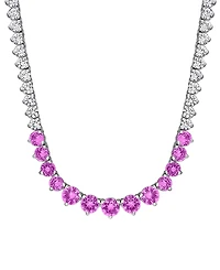 Macy's Sapphire (5-1/3 ct. t.w.) and White Sapphire (16 ct. t.w.) Tennis Necklace in Sterling Silver
