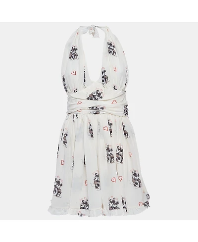 Pre-Owned Dolce & Gabbana Women's Mouse Print Silk Halter Neck Dress