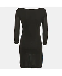 Pre-Owned Roberto Cavalli Women's Black/blue Printed Jersey Mini Dress