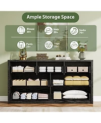 gaomon 7-Drawer Dresser for Bedroom, Wide Handle-Free Wooden Chest of Drawers, Black