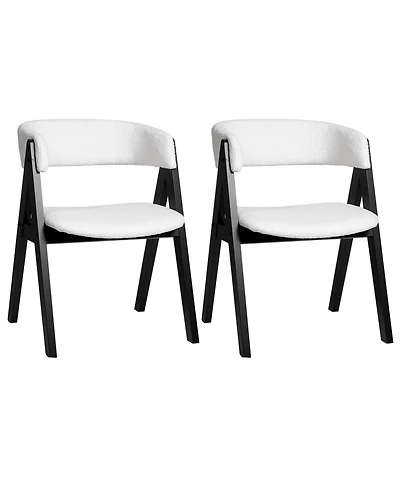 Costway Dining Chairs Mid-Century Upholstered Kitchen Armchairs with Padded Seat