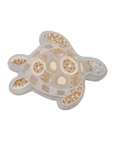 C&F Home Beaded Sea Turtle Coastal Embellished Accent Shaped Pillow