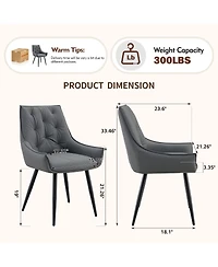 Streamdale Furniture Dining Chairs Set of 2, Faux Leather, Gold Mesh Metal Legs (Set of 2)