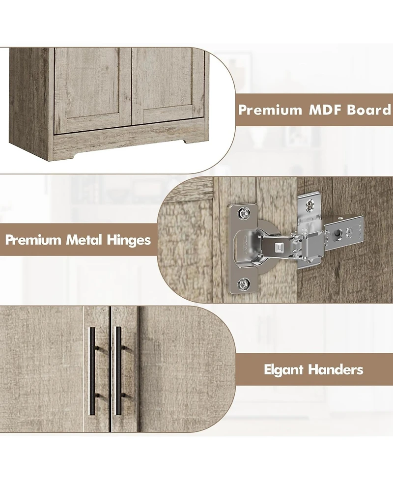 gaomon 70" Tall Kitchen Pantry Cabinet with Doors and Adjustable Shelves, Freestanding Storage Cabinet, Grey