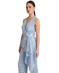 Muse Women's V-Neck Sleeveless Sequin Top