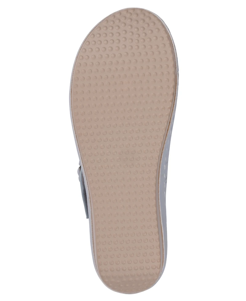 Gc Shoes Women's Skylar Floral Rosette Round Toe Wedge Sandals