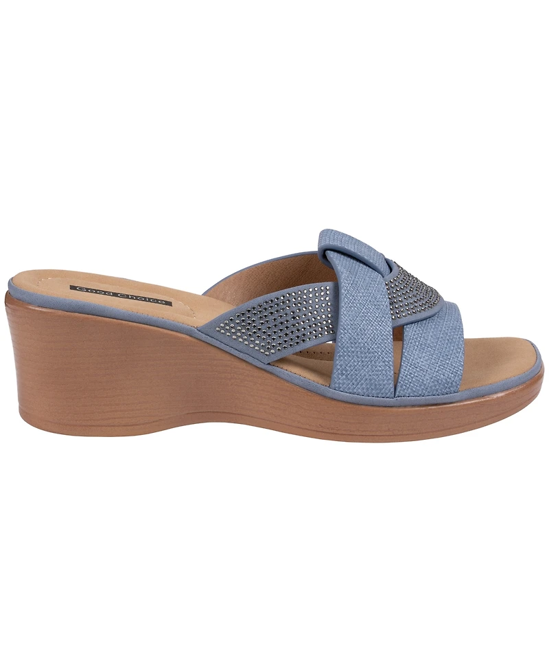 Gc Shoes Women's Selva Embellished Round Toe Wedge Sandals