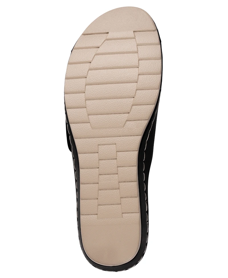 Gc Shoes Women's Savina Embellished Round Toe Wedge Sandals