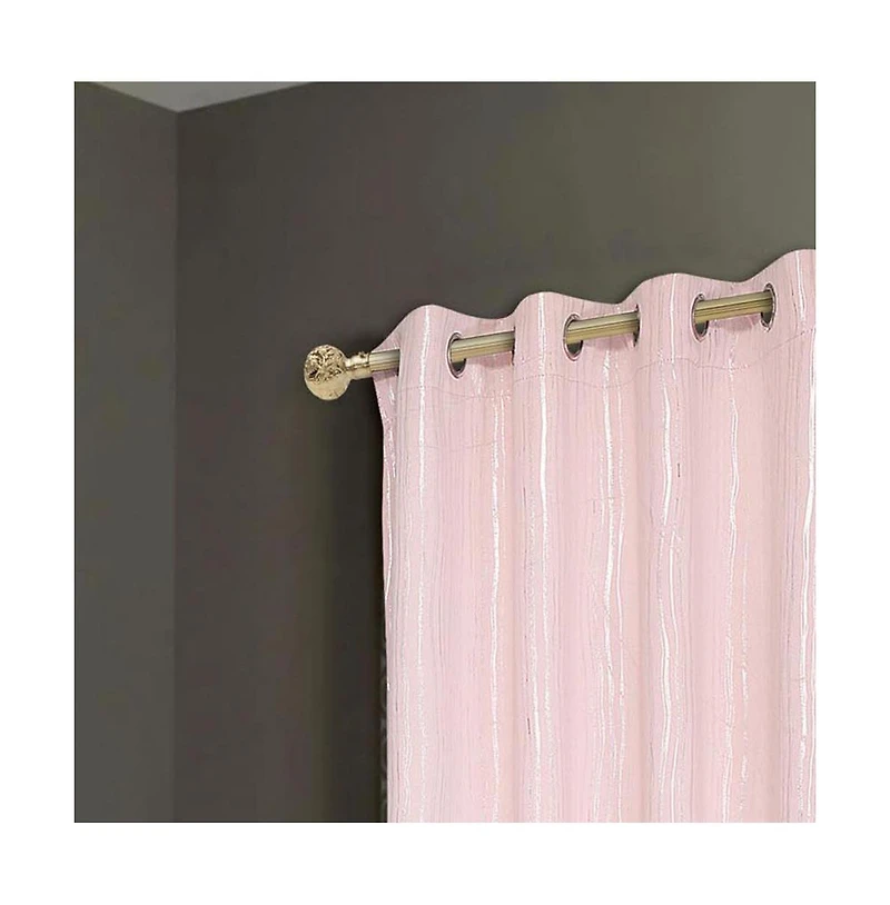 Rt Designers Collection Iceland Metallic Premium Blackout Grommet Curtain Panel 54" X 84" Blush