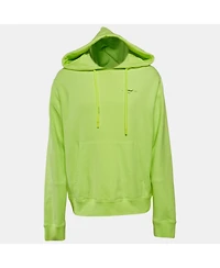 Pre-Owned Off-White Men's Neon Green Tape Embroidered Cotton Hoodie