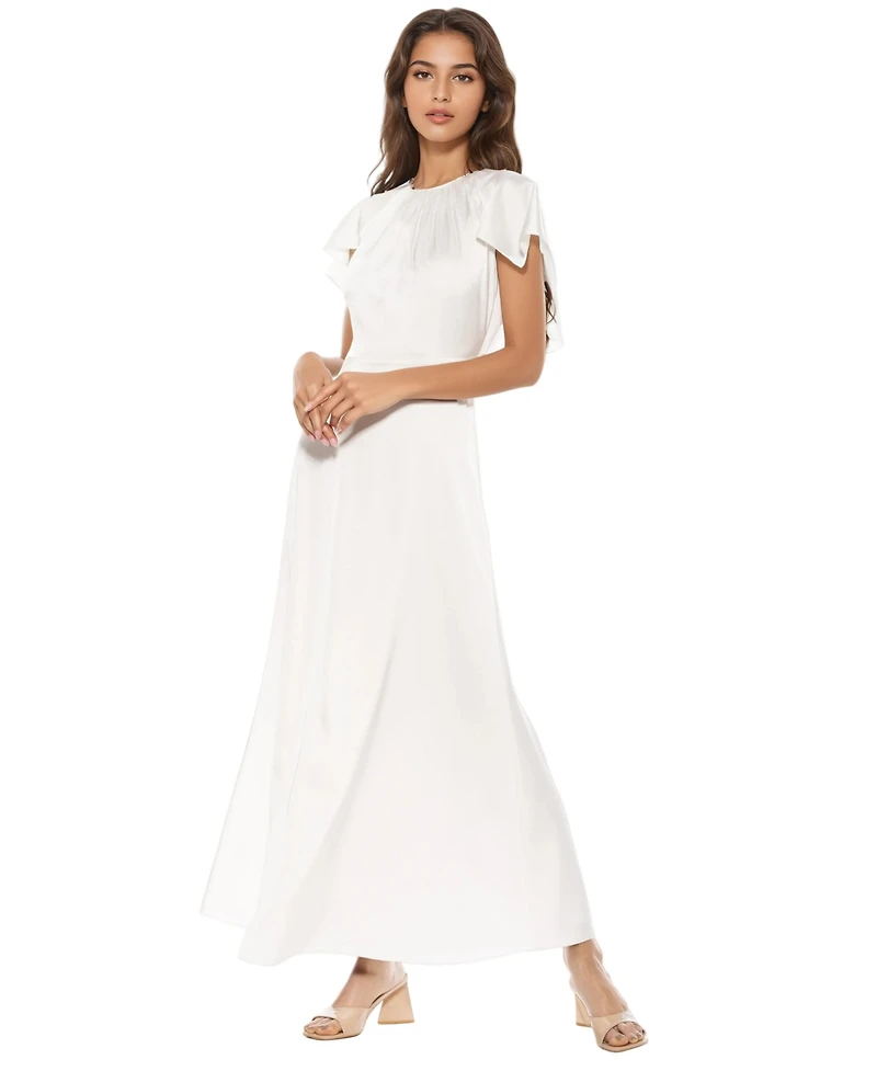 Alexia Admor Women's Danica Crewneck Flutter Sleeve Cap Midi Dress