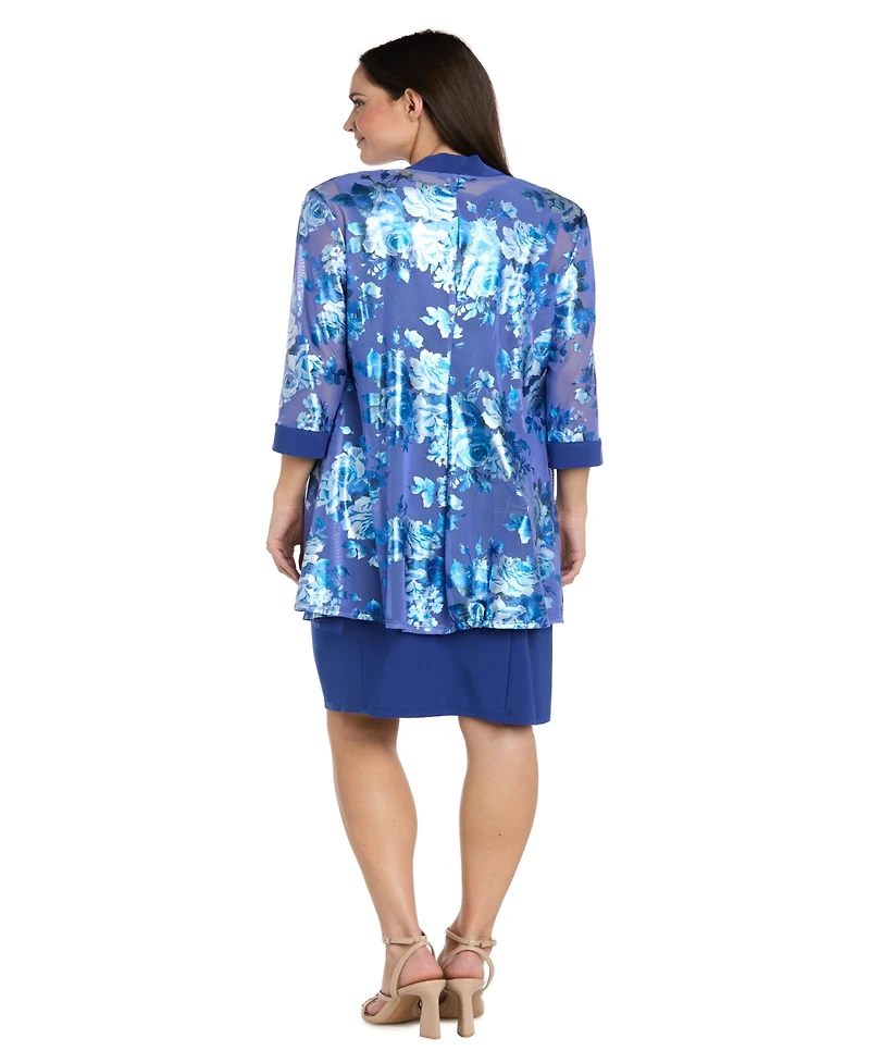R & M Richards Plus Foil Print Jacket Dress