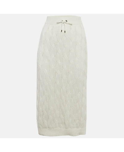 Pre-Owned Brunello Cucinelli Women's Cable Knit Tie Detail Midi Skirt