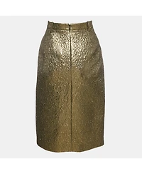 Pre-Owned Salvatore Ferragamo Women's Metallic Textured Lamé Pencil Skirt