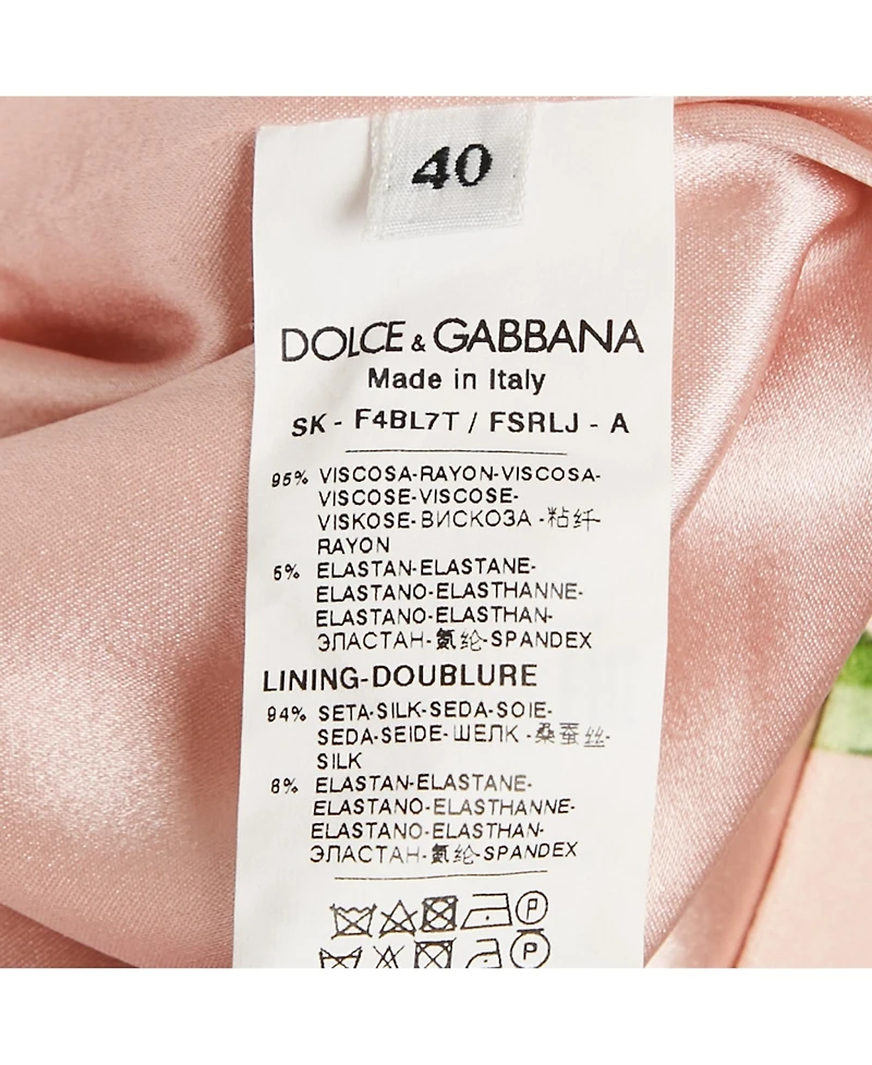 Pre-Owned Dolce & Gabbana Women's Pink Floral Print Crepe Flounced Skirt