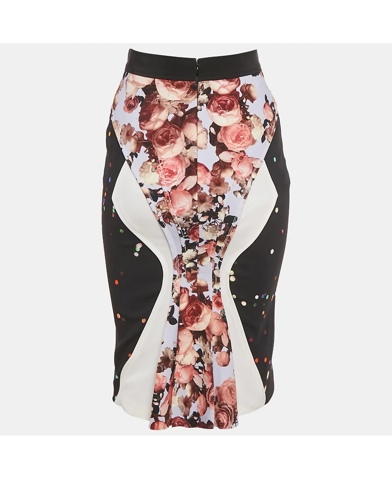 Pre-Owned Givenchy Women's Black Print Crepe Midi Skirt