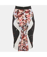 Pre-Owned Givenchy Women's Black Print Crepe Midi Skirt