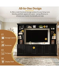 Streamdale Furniture Elegant 4-Piece Entertainment Center with Bookshelf & Tv Stand