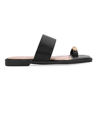 Berness Women's Kamila Gold-Tone Toe-Loop Slide Sandals