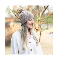 Headbands of Hope Women's Cable Knit Pom-Pom Beanie - Beige