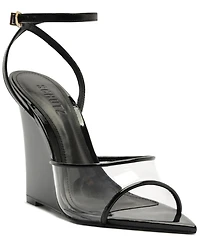 Schutz Women's Elodie Vinyl Pointed Toe Wedge Sandals