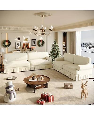 Streamdale Furniture Luxuriously Comfortable 3&4-Seater Cloud Couch, Chenille Sofa with Rolled Arms