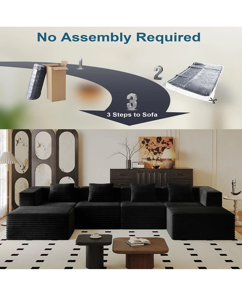 Streamdale Furniture Modular Sectional Couch: Deep Seat, Memory Foam, No Assembly (4 Seats + 2 Ottomans