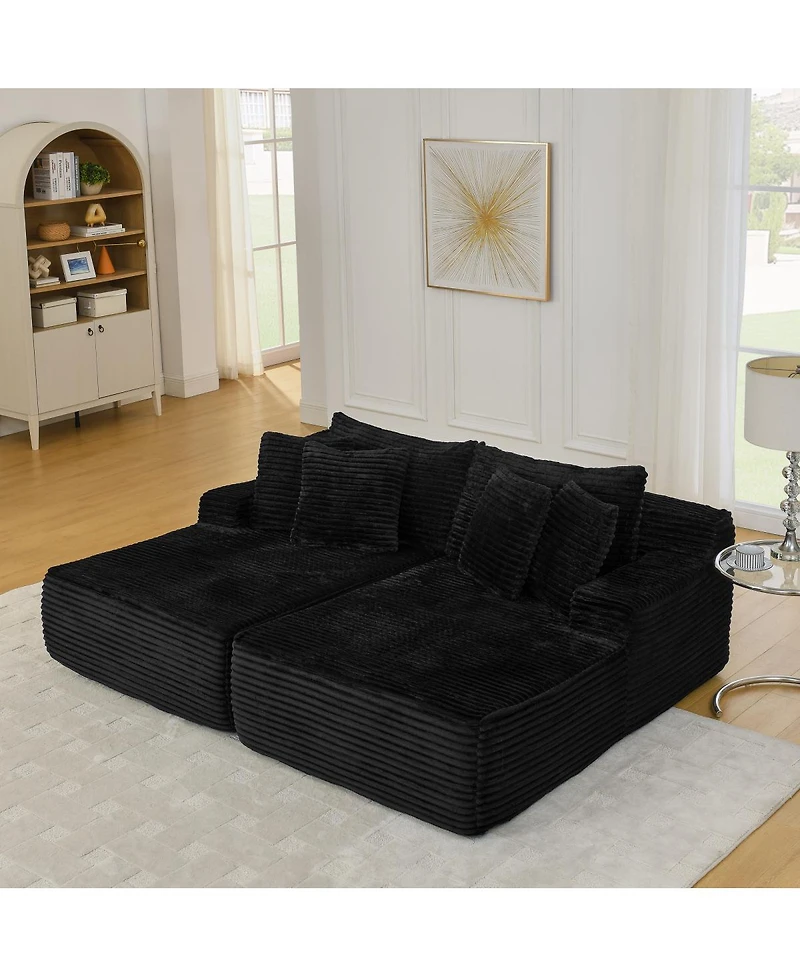 Streamdale Furniture velvet two-seater lazy sofa, No Assembly Required