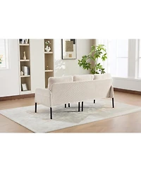 Streamdale Oversized Corduroy Loveseat Sofa with Metal Legs & Side Pockets