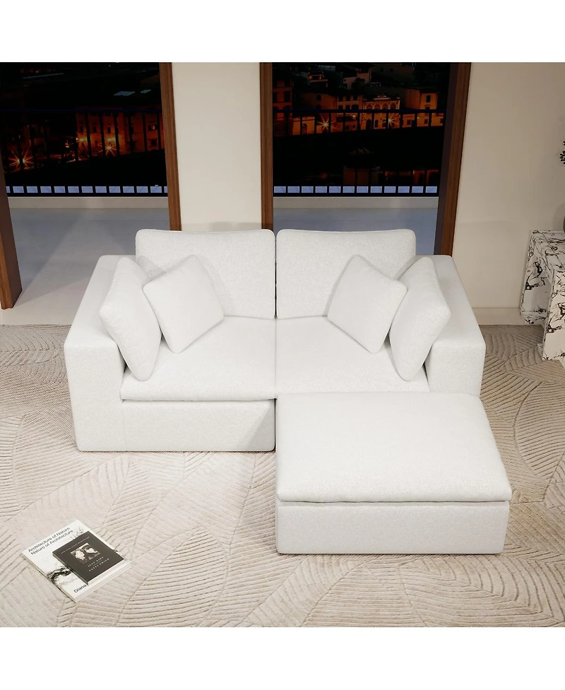 Streamdale Furniture Modular Sectional Sofa Seat, Upholstered Couch for Living Room, 3PC Free Combination, White