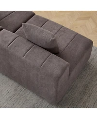 Streamdale Furniture Chenille curved sectional sofa with 6 pillows, semi-circular modular sofa for any room