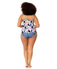 Raisins Curve Womens Plus Size Rimini Tankini Top Full Coverage Bottoms