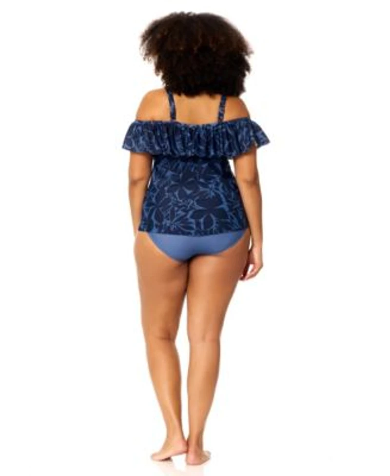 Raisins Curve Womens Plus Size Tortuga Tankini Top Full Coverage Bottoms