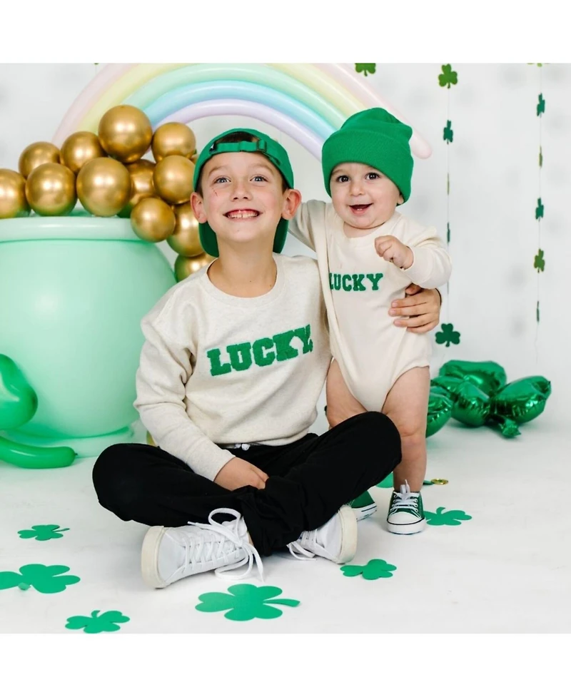 Sweet Wink Toddler Boys Lucky Varsity Patch St. Patrick's Day Sweatshirt