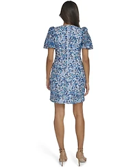 Eliza J Women's V-Neck Puff-Sleeve Fit & Flare Short Dress