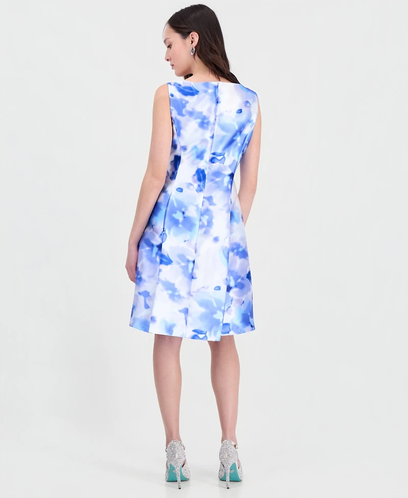 Connected Petite Printed Sleeveless A-Line Dress