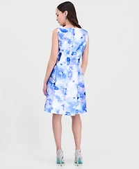 Connected Petite Printed Sleeveless A-Line Dress
