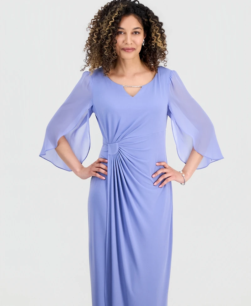Connected Petite 3/4-Sleeve Gathered Gown